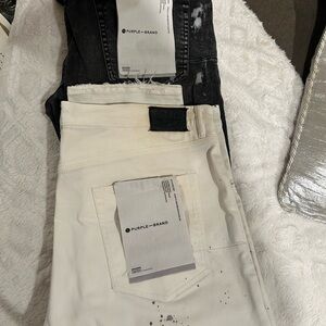 Purple-Brand Distressed Black and White Jeans